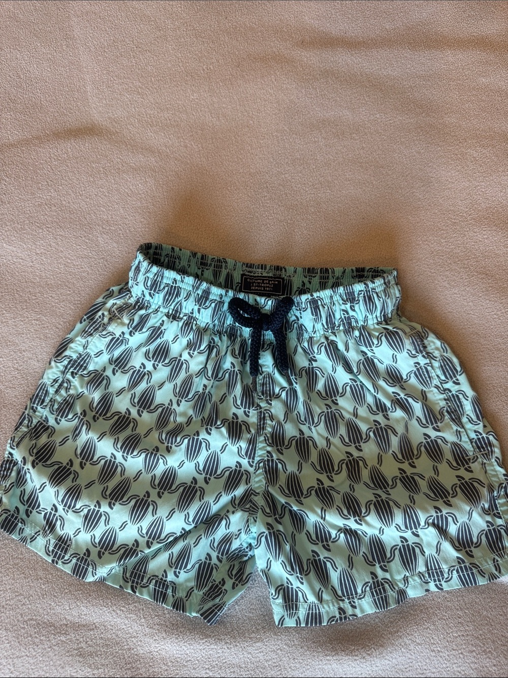 Vilebrequin Light Blue Swim Trunks with Navy Print